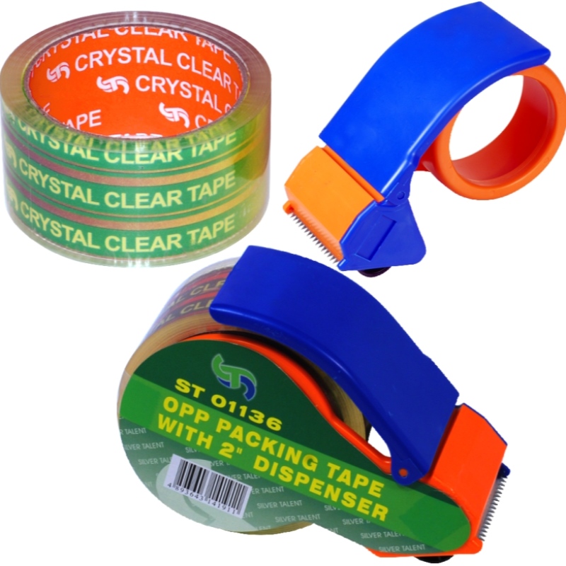 crystal clear opp packing tape with dispenser